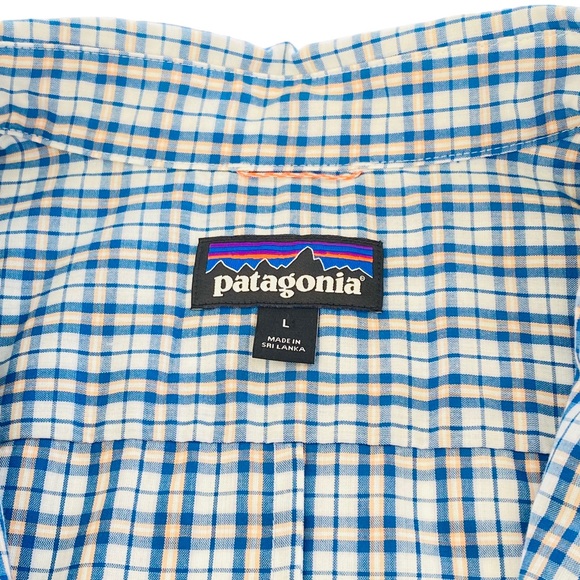 Patagonia Button Up Long Sleeve Shirt Blue Collared Plaid Roll Tab - Womens L - Picture 3 of 14